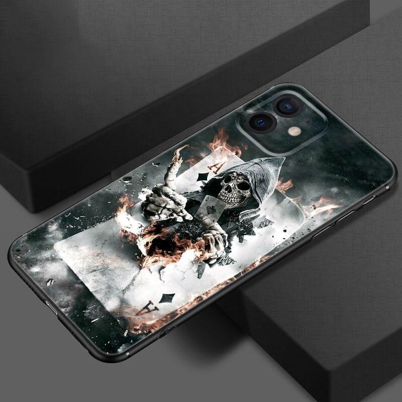 Satanic Scary Skull Phone Case For Apple iPhone 13 12 Mini 11 Pro XS Max X XR 8 7 6S 6 Plus SE 2020 5S 5 Soft TPU Black Cover