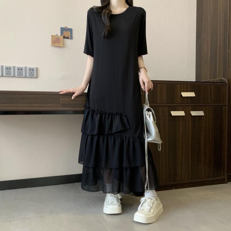 

Літні жіночі сукні великих розмірів, повсякденні сукні середньої довжини. 3XL чорний