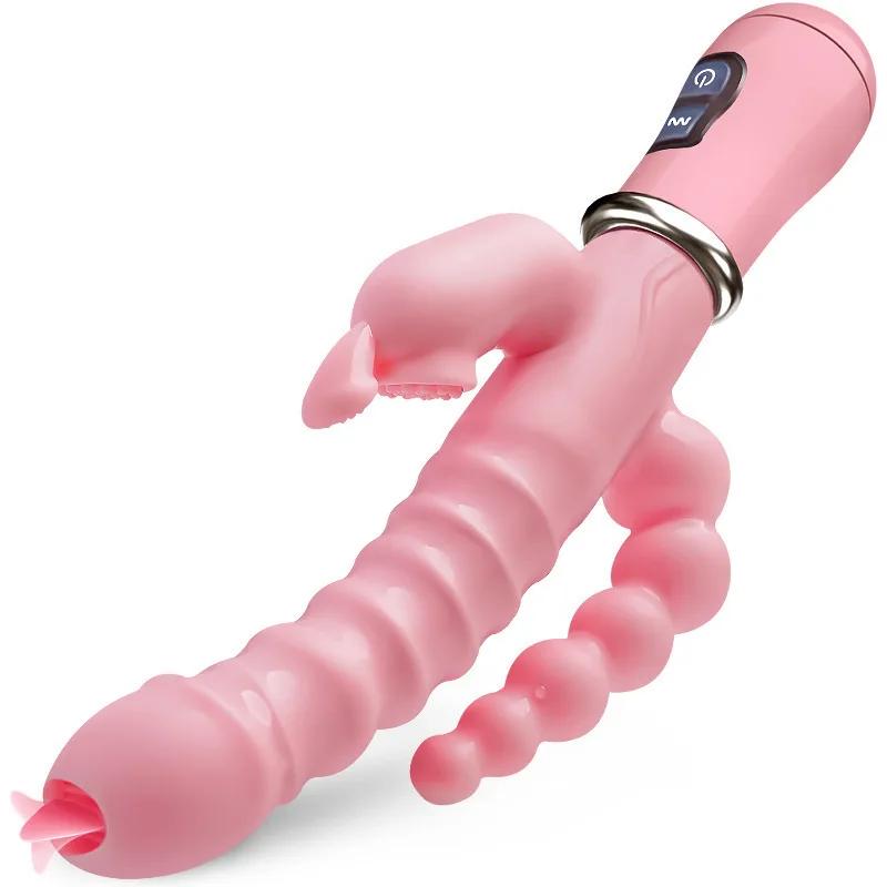 2-in-1 Licking Tongue & Vibrating Massager 12 Modes Female Clitoral G-Spot Stimulator USB Chargeable Adult Sexuality Product Toy