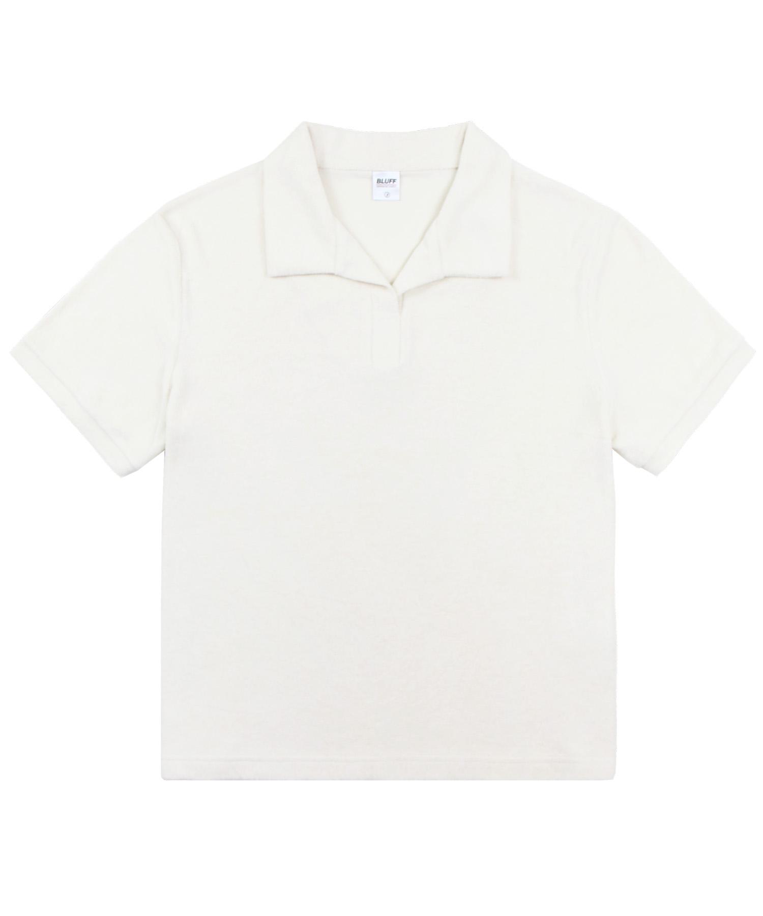 Terry Open Collar T-Shirt [Beige] Beige/Free