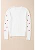 2025 Autumn Heart Print Women's Casual Pullover Sweater - European & American Style, Round Neck, Long Sleeve, Warm Wear