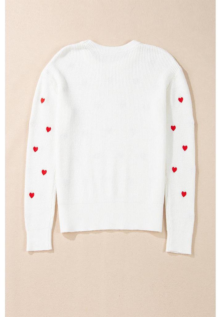 2025 Autumn Heart Print Women's Casual Pullover Sweater - European & American Style, Round Neck, Long Sleeve, Warm Wear