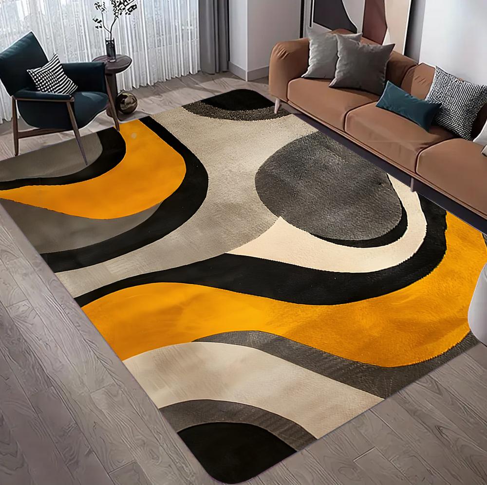 Nordic Large Area Orange Brown Carpet for Living Room Light Luxury Decor Easy Clean Soft Rugs for Bedroom Non-slip Floor Mat