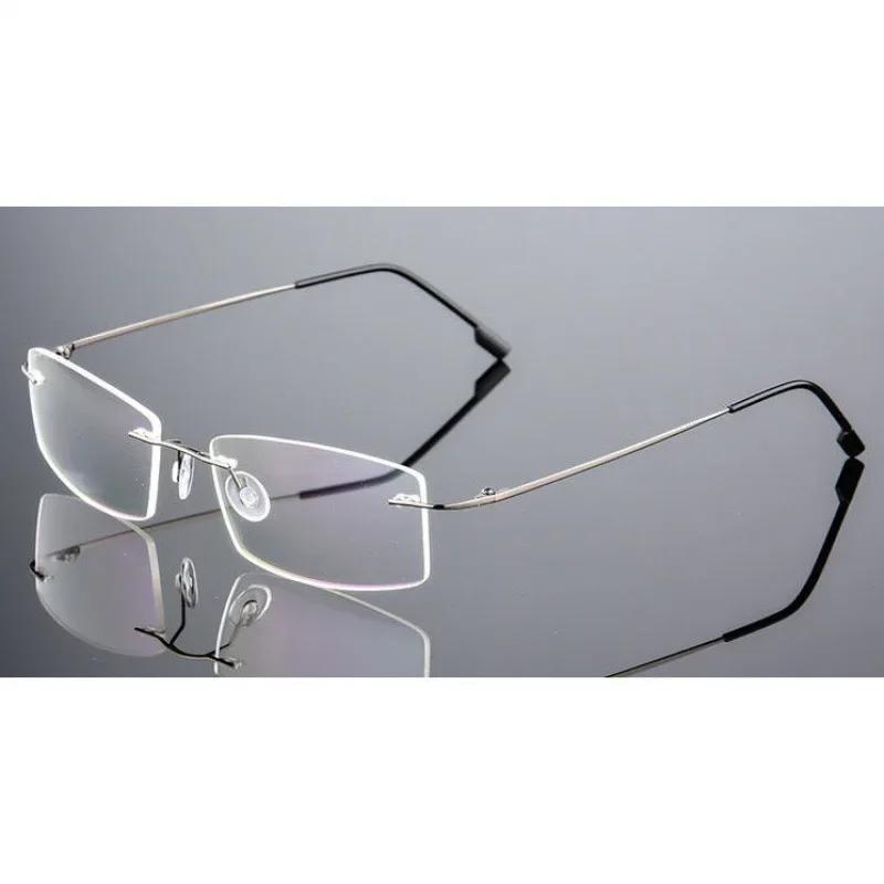 Super-elastic Titanium Metal Men's Ultra-lightweight Rimless Eyeglasses Frame Foldable Temples for Nearsighted Glasses Frames