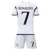 Real Madrid Ronaldo 7 Kids Soccer Jersey Set White Short Sleeve Shirt Shorts Socks Youth Football Kit Gift