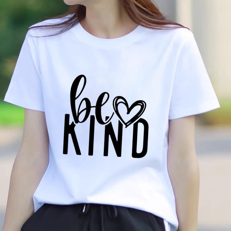 Korean Style Printed Summer T-Shirt: Round Neck, Short Sleeve, Trendy Outerwear for Young Women