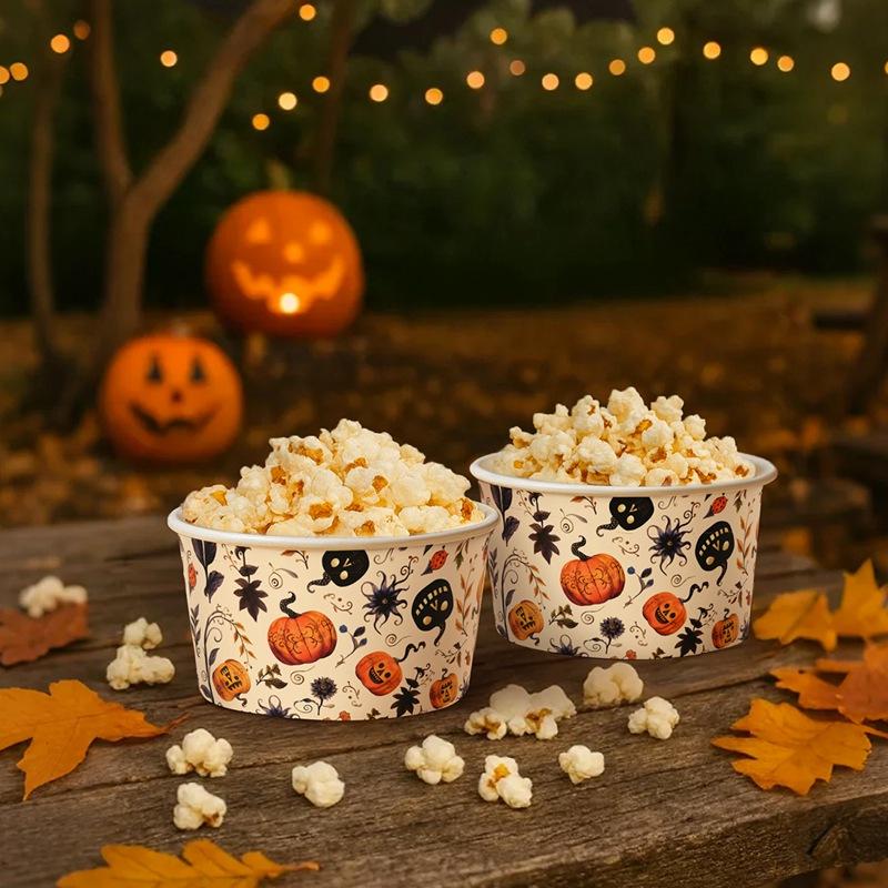 Halloween Paper Bowl Disposable Tableware Snack Box Ice Cream Cup Pumpkin Bowl Happy Halloween Party Decor Supplies