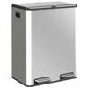 2 X 30L Double Kitchen Bin, Stainless Steel Pedal Rubbish Bin with Dual Compartments, Soft Close Lids, Silver Tone