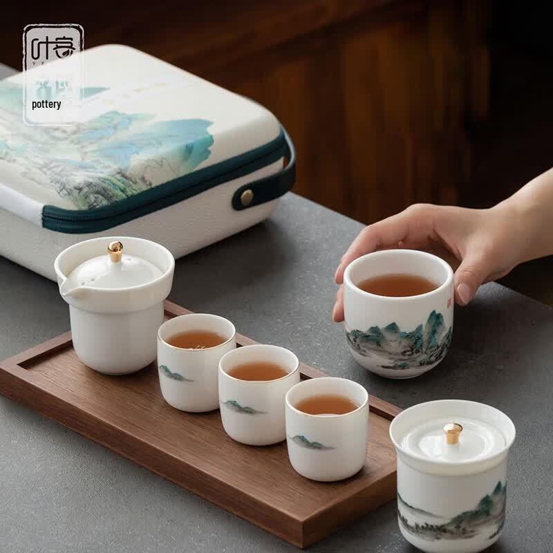 YECOH Thousand Miles Landscape Ceramic Travel Tea Set
