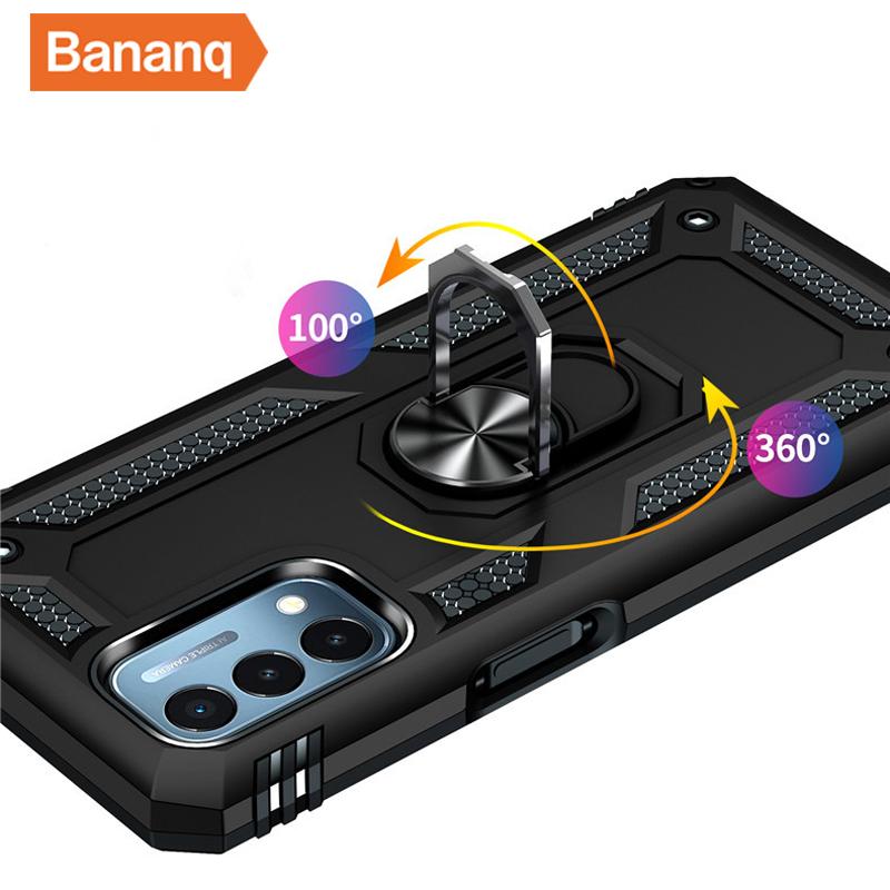 Peaktop Stoßfestes Armor Metallringständer Cover für One Plus 9 7 Pro Magnetische Autohalterung Handyhülle für One Plus Nord N200 5G