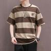 Men's Summer Casual Striped Short-sleeved T-shirt Round Neck Loose Half-sleeved Tops