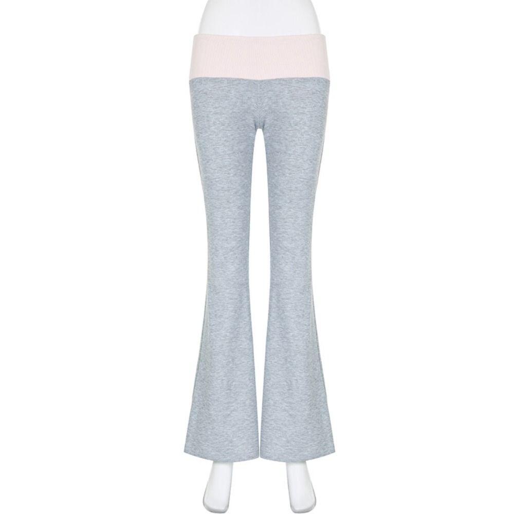 

Patchwork Flare Pants Women Slim Fit Leggings Women Casual Jogging Trousers Sport S чёрный