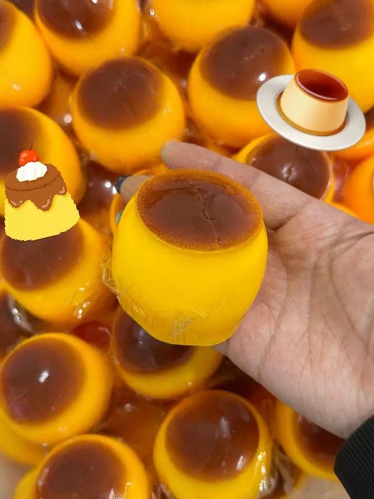 Crispy Sound Caramel Pudding Food Shaped Squeezing Toy Homemade Diy Handmade Stress Relief Ball Non-Rebound Stress Relieving Toy