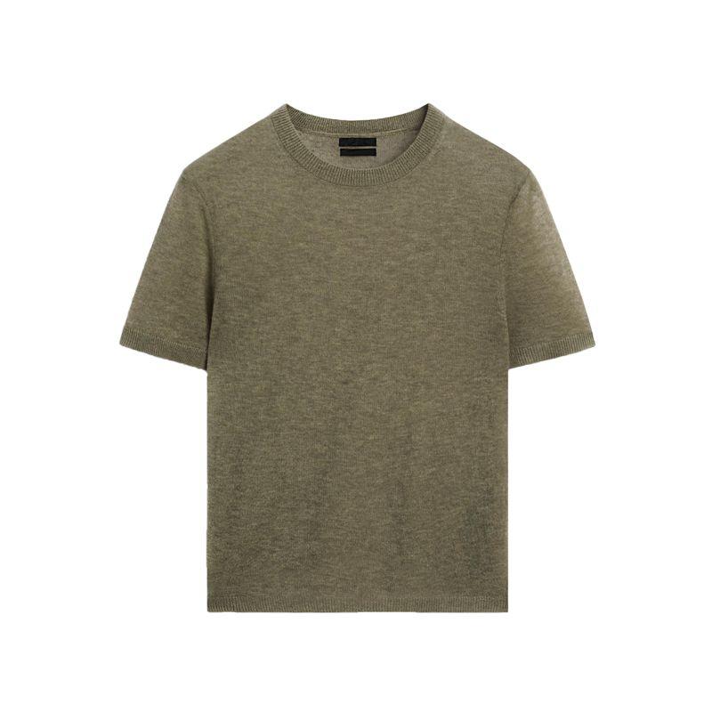 MD Spring New Women's Clothing French Style Casual Light Soft Wool Blended Round Neck Short Sleeve T-shirt 5620617