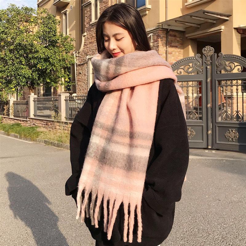 Autumn and Winter Scarves Women's Winter High-end Scarves Thickened and Warm Tonglu Imitation Cashmere Plaid Scarves