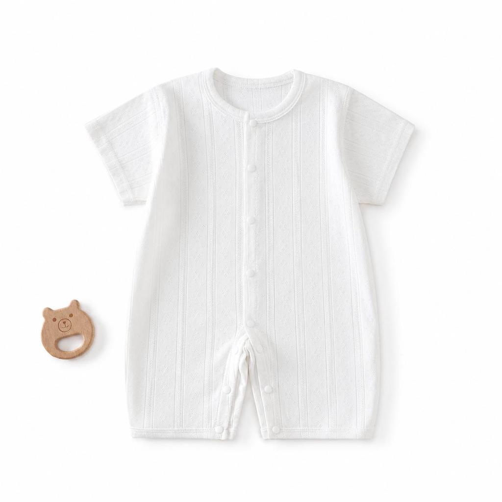 Baby Short Sleeved Jumpsuit Summer Newborn Breathable Mesh Air Conditioning Suit Boys Girls Infant Thin Sleepwear Crawling Suits