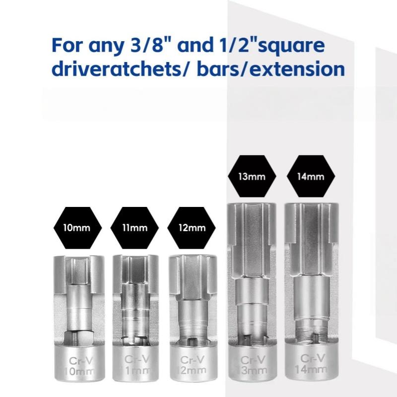9PCS Oxygen Sensor Removal Tool Set With Slotted Sockets And Fuel Line Disconnect Wrench For Automotive Repair Mechanic Tools