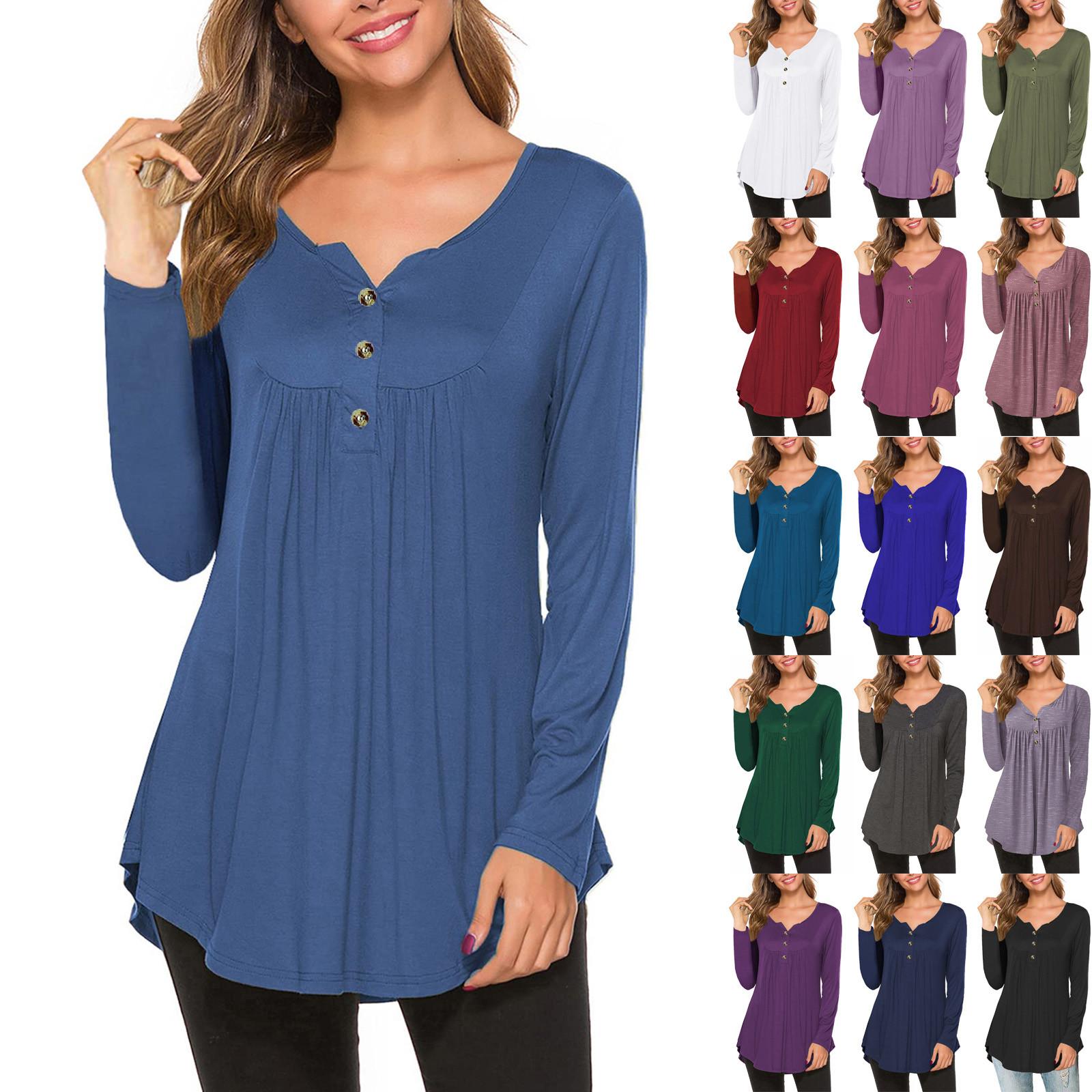

Женская туника с коротким рукавом, свободные топы, повседневные топы больших размеров, плиссированная туника на пуговицах, повседневные летние весенние футболки, топы для женщин