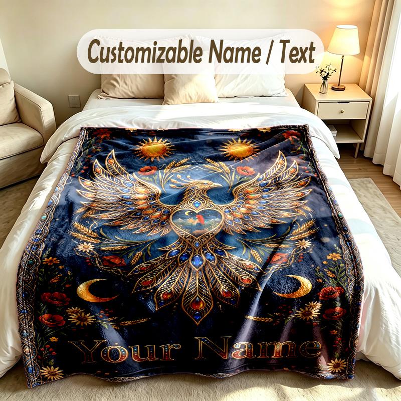 Drachen Phoenix Thema Weiche Decke Personalisierter Benutzerdefinierter Name Text Druck Warme Decke Haus Sofa Schlafzimmer Dekor