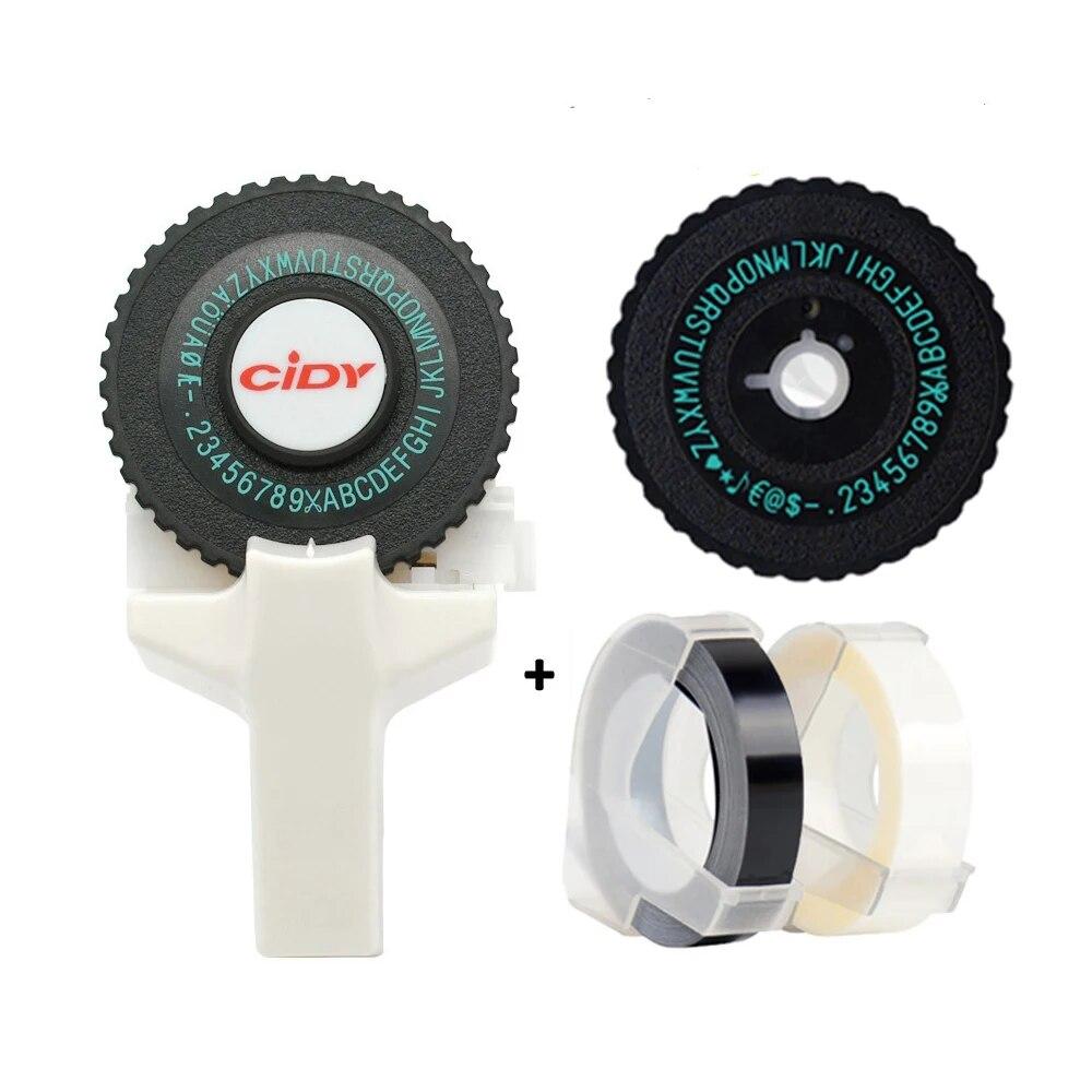 Handheld Emobossing Lable Maker Printer Manual Typewriter MINI DIY Lettering Machine with with 1Pcs wheel and 2Rolls REFILL TAPE