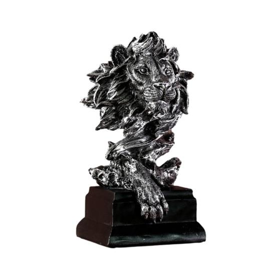 Anti-tip Decorative Piece Resin Animal Head Bust Sculpture, Sandstone Textured Statue, Minimalist European Desktop Decor Fade-Resistant Dust-resistant