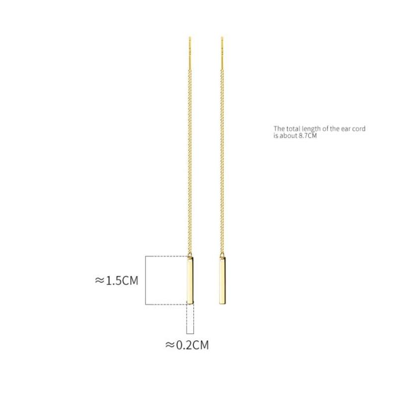 925 Sterling Silver Long Tassel Line Link Chain Drop Earrings for Women Korean Style Fine Jewelry