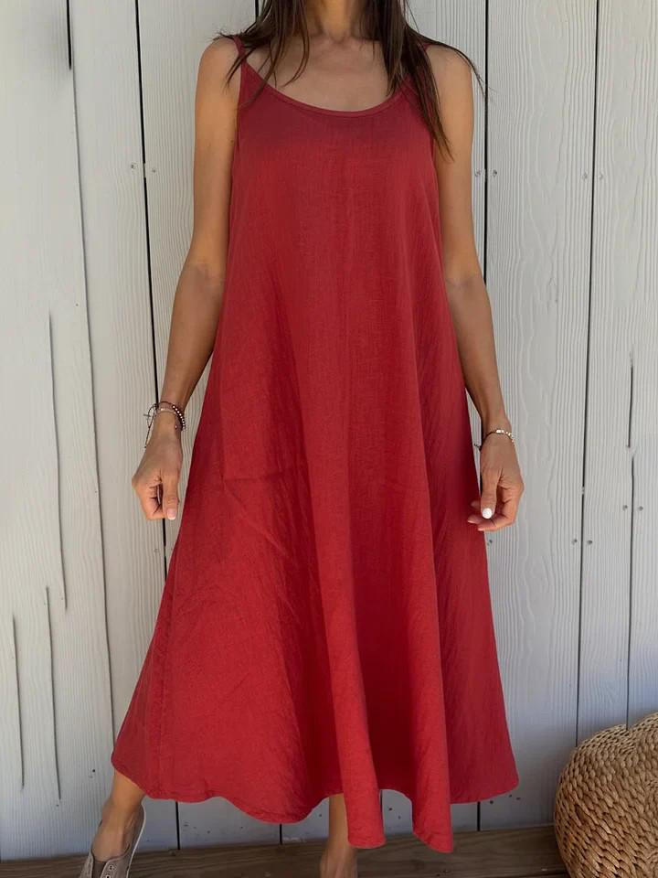 European Summer 2026 Women's Cotton Linen Strappy Dress