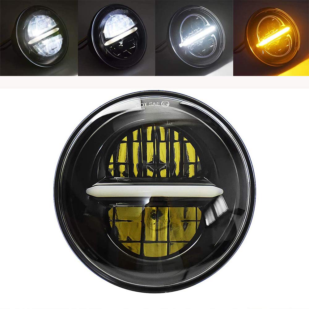 

Фара для мотоцикла YIBO, светодиодная фара, дюймовая фара, проектор для дальнего света с ДХО, светодиод высокой яркости, идеально подходит для Sportster 883 Dyna Street Bob чёрный