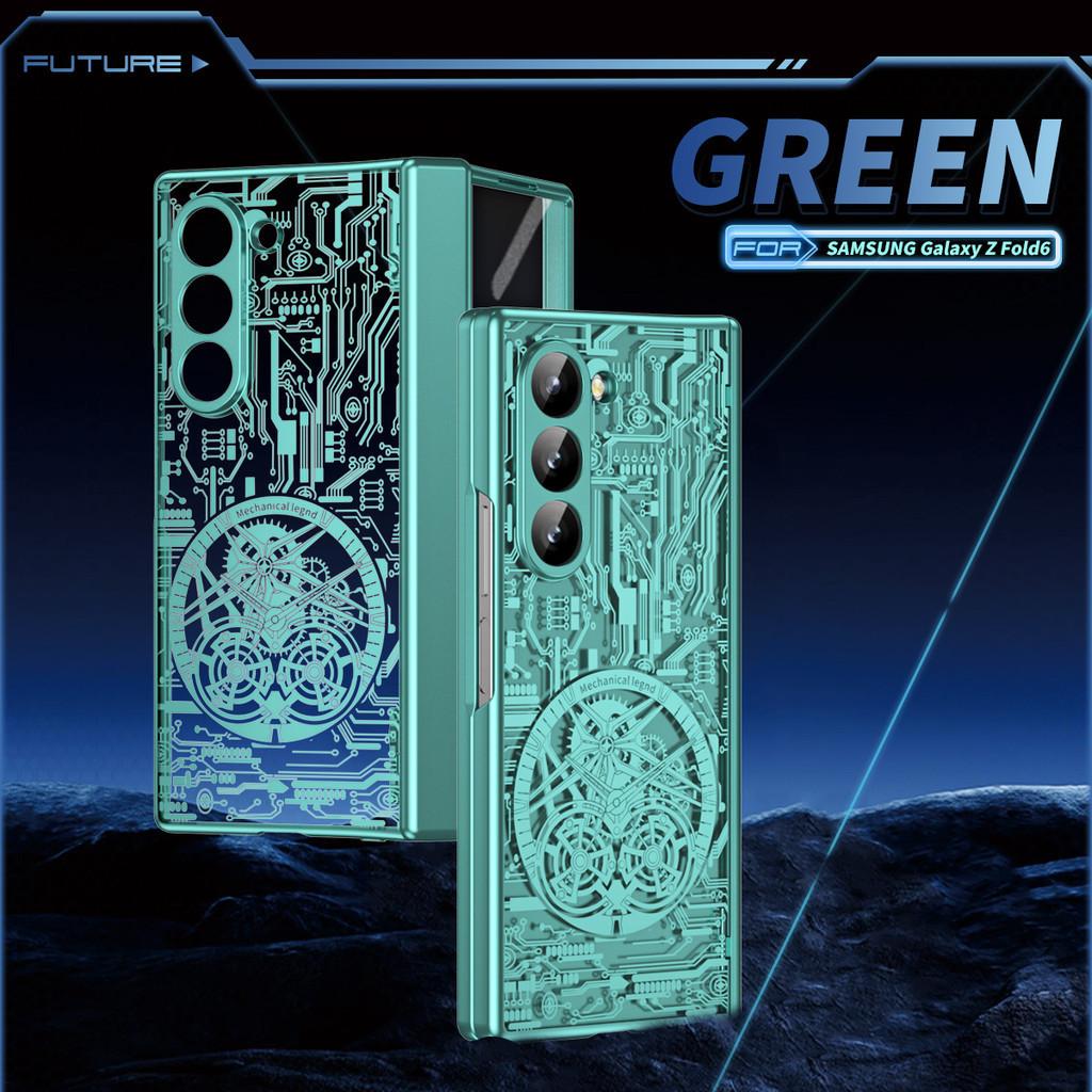 

Механический чехол Legend Plating для Samsung Galaxy Z Fold 6 5 4 3 2 5G Чехол для телефона Шарнирный складной металлический бизнес Samsung Z Fold 4 зелёный