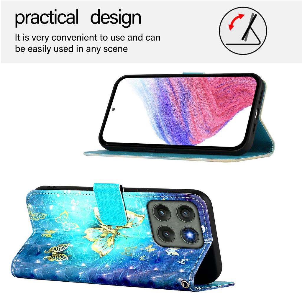 For Motorola Edge 60 Pro 5G Leather Case Pattern Printing Wallet Stand Mobile Cover with Strap