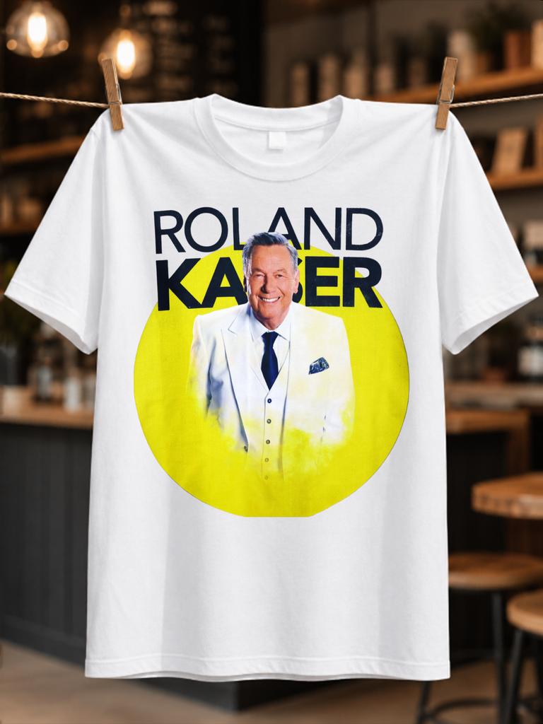 Roland Kaiser Yellow Circle Portrait Bold Name Lettering And Stage Singer Graphic Retro Music Fan Unisex All Tshirt