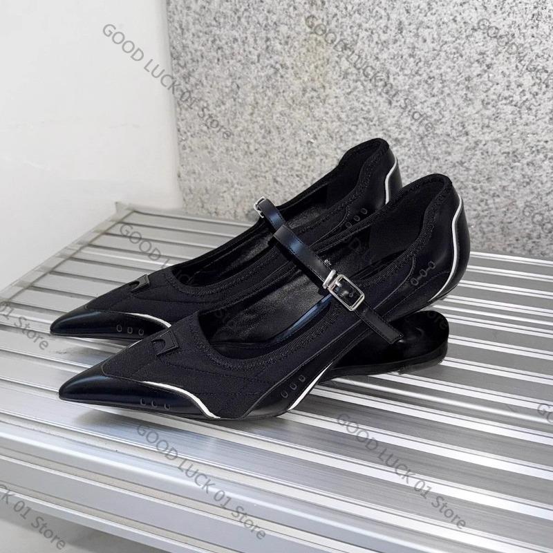 

Fashion 2025 Pointed Toe Special Heel High Heels Women s Autumn New Light Mouth Color Block One Strap Non-slip Single Shoes 35 чёрный