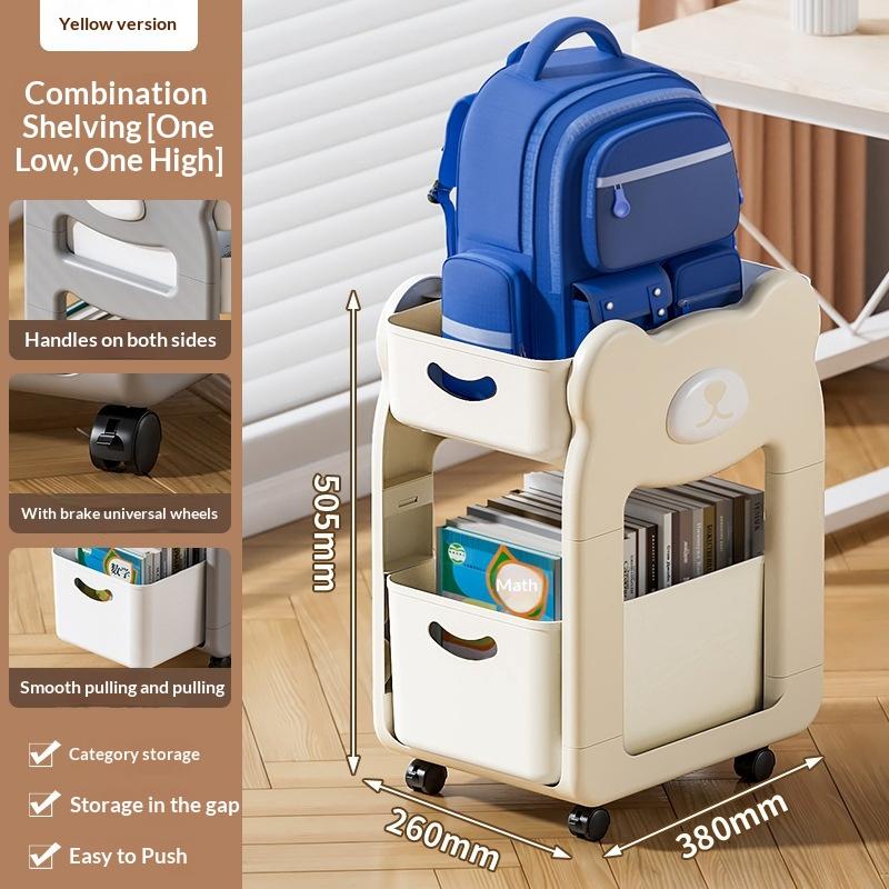 Multifunctional Mobile Bookshelf Cart for Desk Backpack Snack Storage Student Study Organizer Home Dormitory Space Saving Shelf