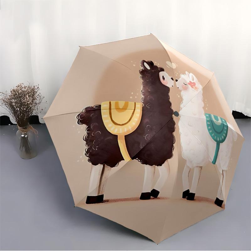 1 szt. Automatyczny składany parasol Llama Love - Kompaktowa konstrukcja 8-żebrowa, Trwałe tworzywo sztuczne i żelazo, Lekki do użytku na zewnątrz na co dzień016