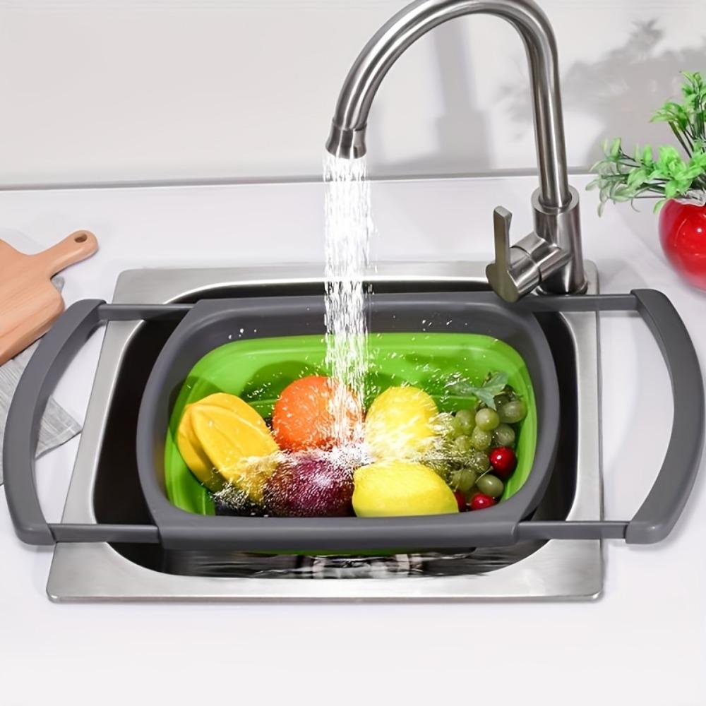 1 PCS Foldable Silicone Colander - Food Grade, Vegetable Fruit Drainer