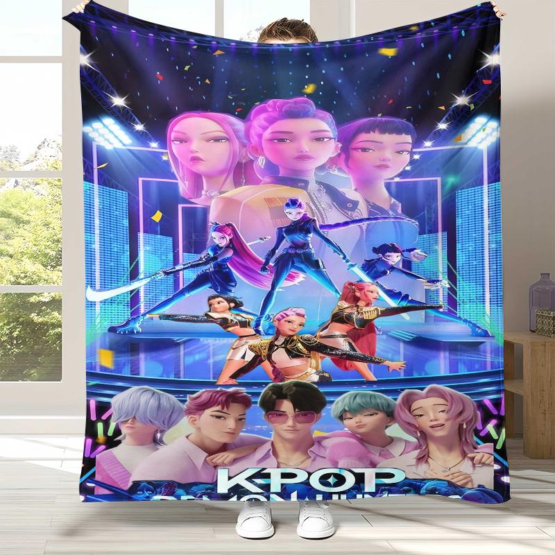K-Pop Demon Hunters Golden Saja Boys Coperta di Flanella, Coperta in Peluche Ultra Morbida e Calda per Casa Camera da Letto Letto Divano Copertura Ufficio Picnic