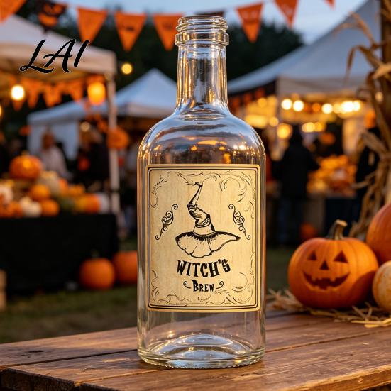 Self Adhesive Bottle Decals 12Pcs Halloween Wine Labels Vintage Retro Stickers with Witch Skull Nostalgic Paper Wraps Bat Pumpkin Design
