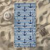 Sailboat & Anchor Stripe Pattern Beach Towel, Soft Quick-Drying, Perfect For Portable Outdoor Travel, Camping And Summer Beach