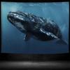 2D Realistic Whale Wall Tapestry, Deep Sea Animal Scene Wall Art for Home Decoration