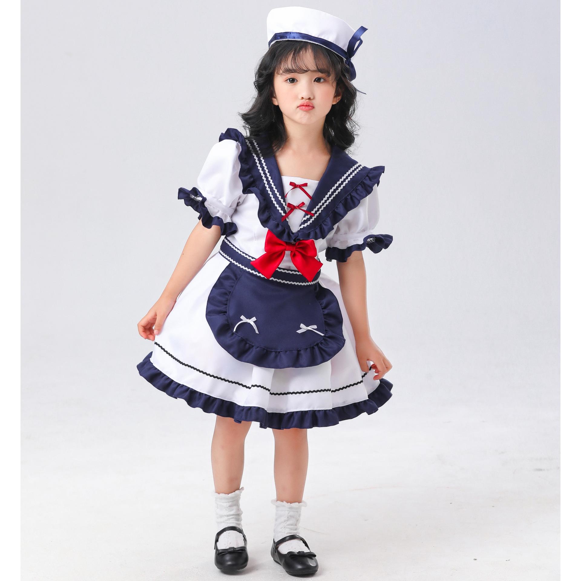

S-L костюм горничной, костюм горничной, косплей, аниме, милая девушка в морском стиле, костюм Лолиты L