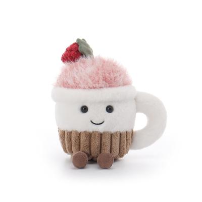 Apricot Lamb Strawberry Ice Cream Plush Toy for Kids, Soft and Cute Fluffy Strawberry Ice Cream for Girls and Boys, 13cm