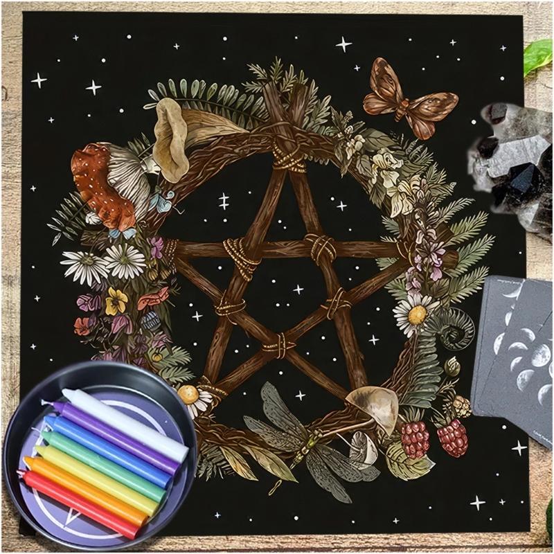 Divinations Tablecloth Star Plant Astrology Tarots Card Tablecloth Altars Cloth Divinations Board Game Accessory