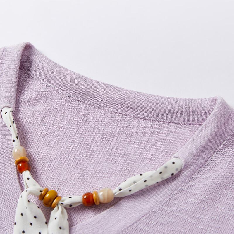 Women's Polka Dot V-Neck Knitted Short Sleeve Top