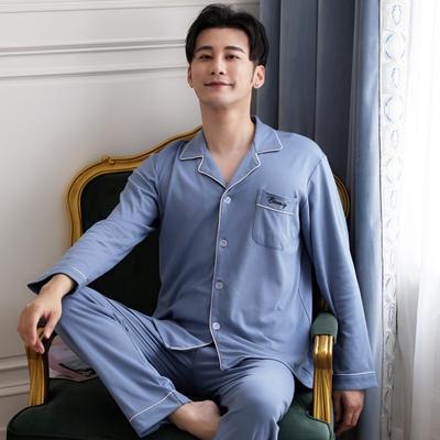 Reine Baumwolle Pyjama Herren Frühling und Herbst Langarm Baumwolle 1011 Neu Hausanzug Herbst und Winter Dünn Große Größe Anzug