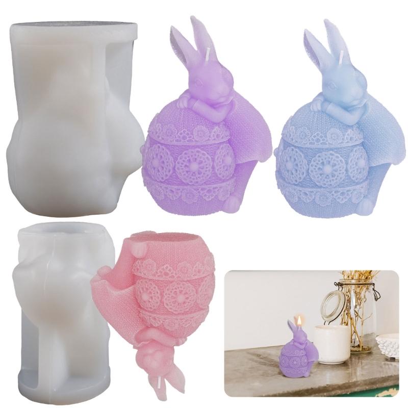 Candle Mold Aromatherapy Candle Mold 3D Bouncing Rabbit Plaster Epoxy Mold for DIY Crafts Soap Present Candle Making