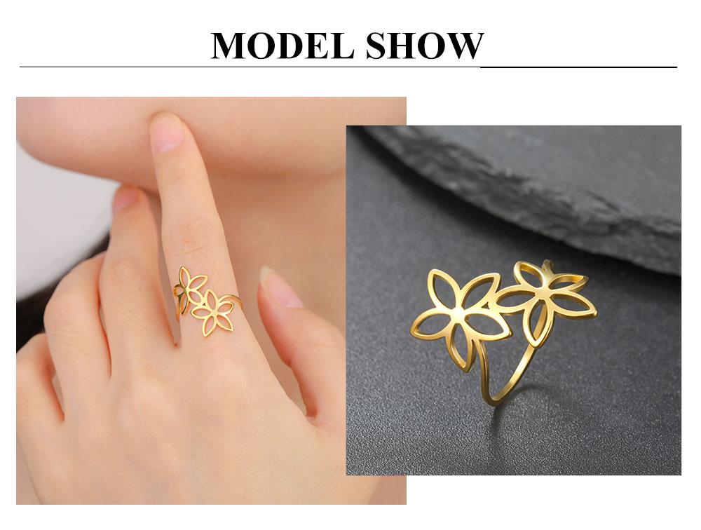Cazador Flowers Rings for Women Gold Color Finger Rings Stainless Steel Jewelry 2026 Trend Party Birthday Gift Wholesale