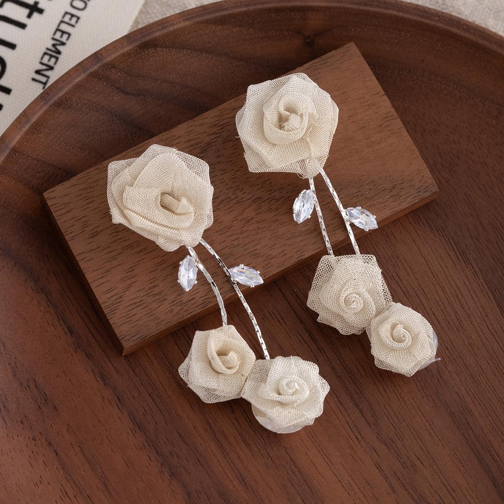French Light Luxury Zircon Fringed Flower Stud Earrings Fashion Temperament Atmospheric Earrings Niche Earrings