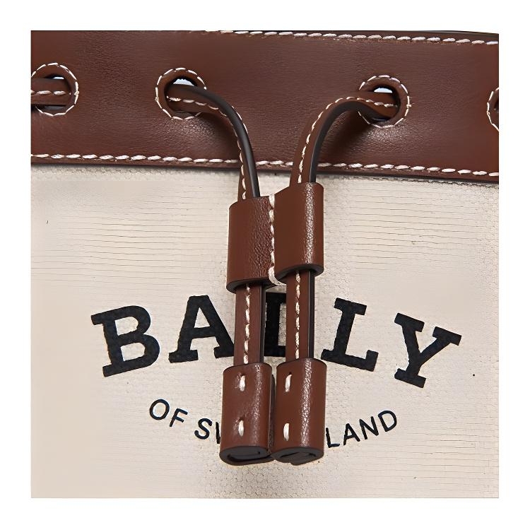 Bally Letter Micro Logo Adjustable Shoulder Strap Leather Bucket Bag Crossbody Shoulder Bag Women Bags Brown Beige 6311707