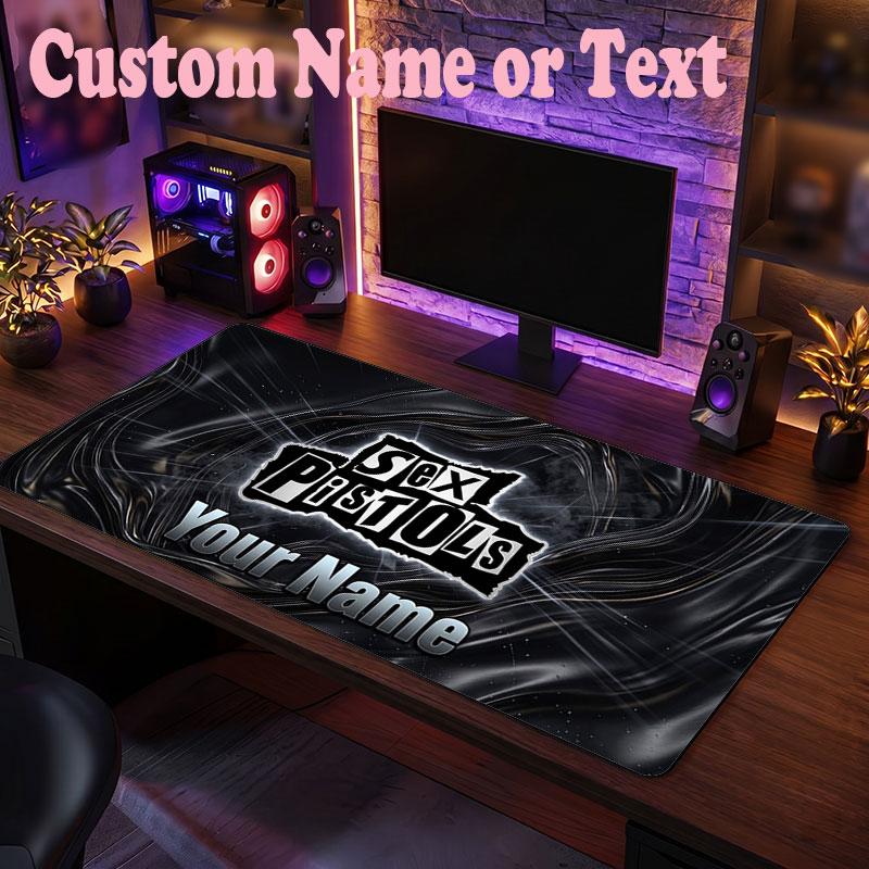 Sex Pistols Customized Name Text Mouse Pad, Large Desk Mouse Mat Personalized Home Office Present