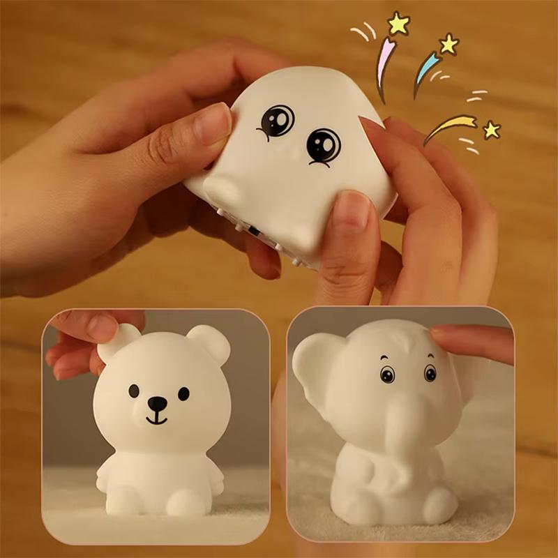 GGbingo Quality Silicone LED Night Light Lamp Cute Rabbit Bear Touch Control RGB Mood Night Lamp for Home Children